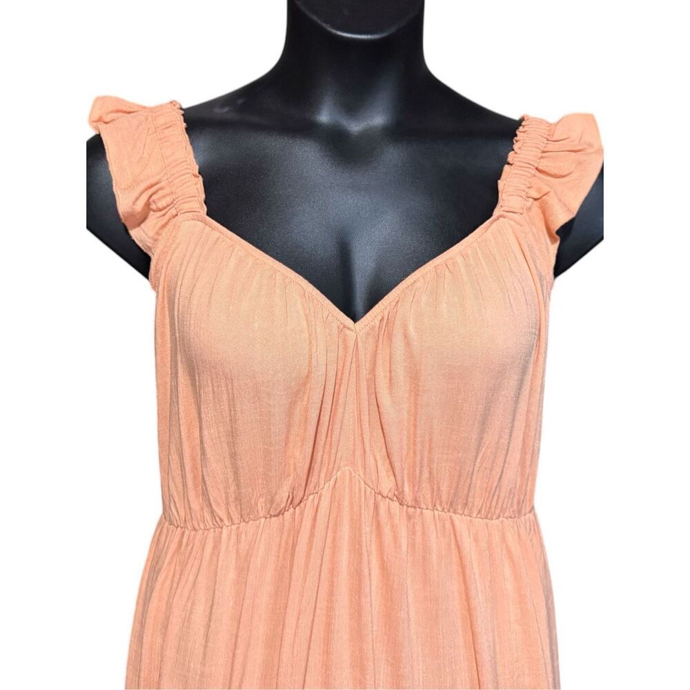 Torrid Peach Maxi Dress Size 1 Ruffle Strap Tiered Empire Waist Pockets NWT - Picture 14 of 15
